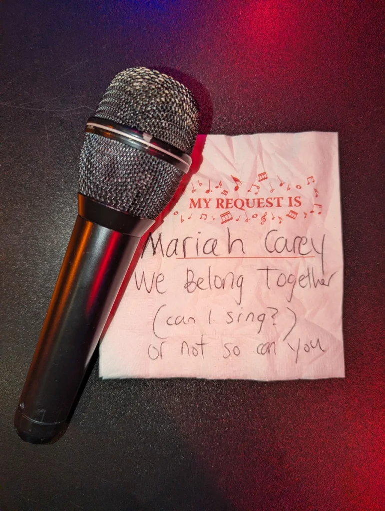 Song Requests at bobby mckeys on a napkin